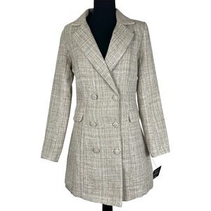 Lulus “Deluxe Desire” Olive‎ Tweed Blazer Mini Dress (NWT) — Size S